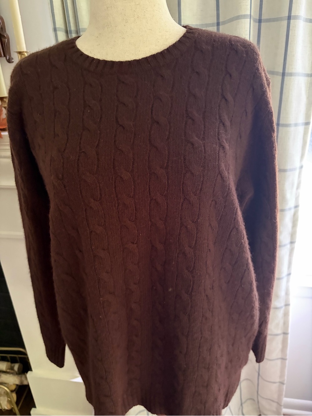 Ralph Lauren Merino Wool Cashmere Angora Brown Cable Knit Sweater